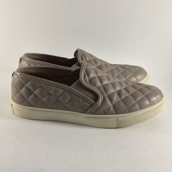 Steve Madden Ecentrcq womens quilted loafers shoes taupe gray size 7.5 M - Picture 1 of 8